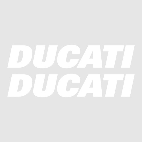  Kit 2 ADESIVI per SERBATOIO MOTO Scritta DUCATI Adesivo BIANCO STICKERS Racing 