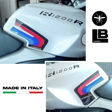 2 ADESIVI 3D PROTEZIONI LATERALI RALLY compatibili per MOTO BMW R1200R fino al 2015
