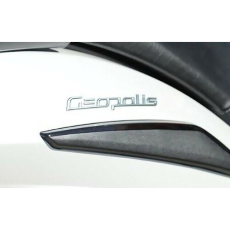 2 ADESIVI GEL 3D COPPIA SCRITTE argento GEOPOLIS per scooter compatibili PEUGEOT 