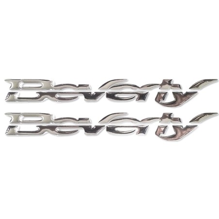 2 ADESIVI in RESINA 3D BEVERLY SCRITTA per SCOOTER PIAGGIO 125 300 350 dal 2010