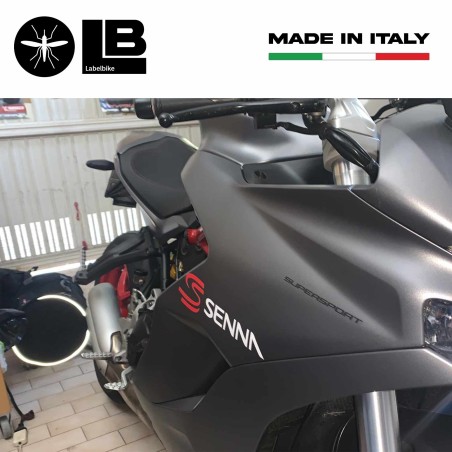 2 Adesivi prespaziati scritte Senna compatibili con Ducati Senna - 25x6cm