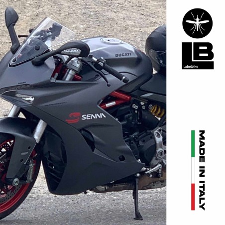 2 Adesivi prespaziati scritte Senna compatibili con Ducati Senna - 25x6cm