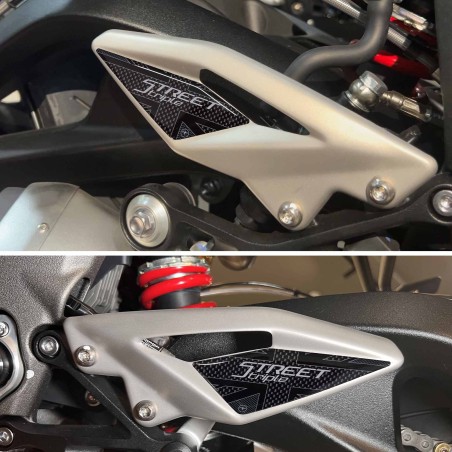 Adesivi 3D Protezioni Battitacco compatibili con Triumph Street Triple 2017-24