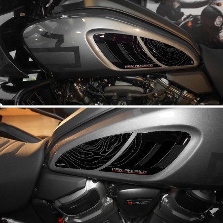 Adesivi 3D Protezioni laterali moto compatibili con Harley Davidson Pan America