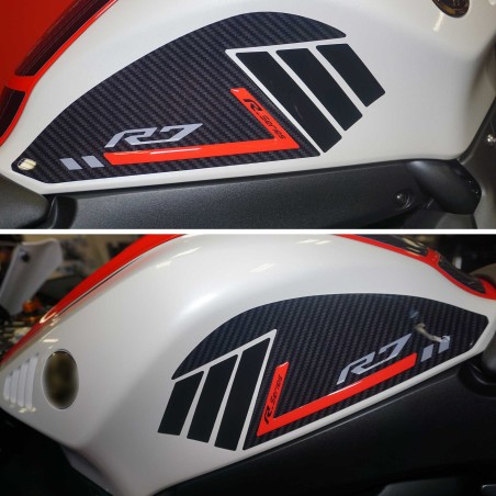 Adesivi 3D protezioni laterali serbatoio compatibili con Yamaha R7 2021-2022