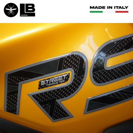 Adesivi 3D Laterali serbatoio compatibili con Triumph Street Triple 765 RS 2023