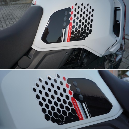 Adesivi 3D Protezioni laterali serbatoio moto compatibili con Ducati DesertX