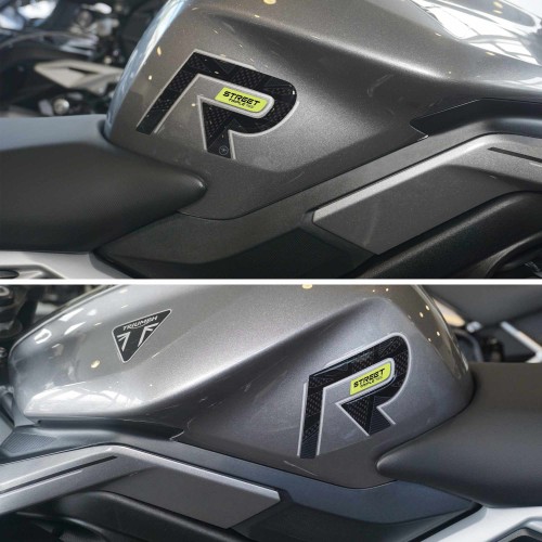 Adesivi 3D protezioni serbatoio compatibili con Triumph Street Triple 765 R 2023