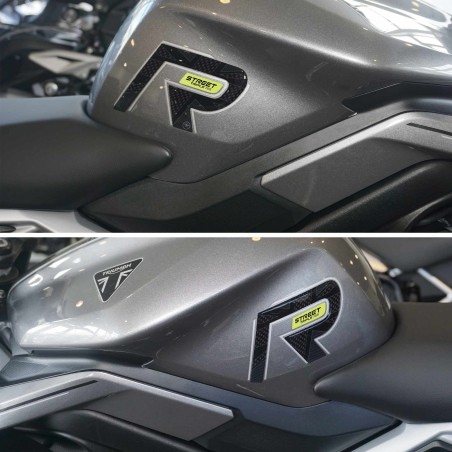 Adesivi 3D protezioni serbatoio compatibili con Triumph Street Triple 765 R 2023