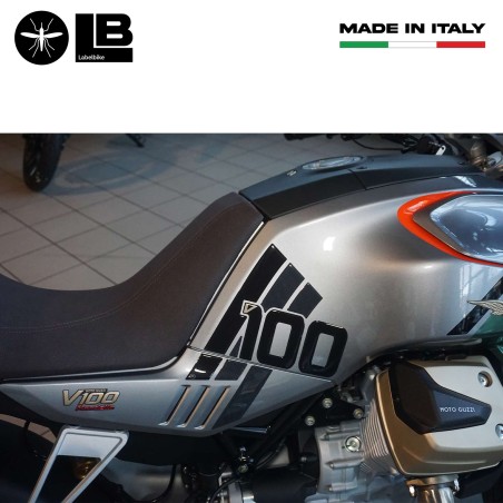 Adesivi laterali serbatoio compatibili con Moto Guzzi V100 Mandello 2022 - 2023