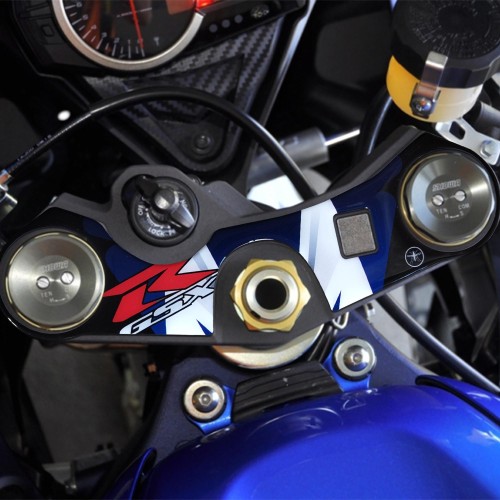 ADESIVO 3D GSXR PROTEZIONE PIASTRA STERZO COMPATIBILE CON SUZUKI GSX-R 2006-16 Blu