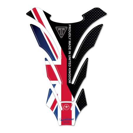 ADESIVO 3D PARASERBATOIO COMPATIBILE CON MOTO TRIUMPH - UNION JACK CARBON