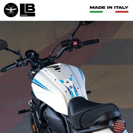Adesivo 3D Paraserbatoio moto compatibile con Yamaha XSR700 Historic White 2022