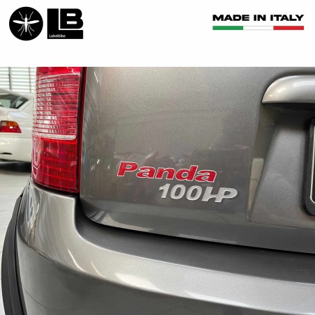 Adesivo in resina gel 3D scritta Panda 100 hp emblema auto compatibile con Fiat