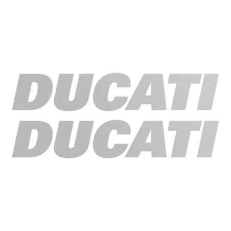 Kit 2 ADESIVI per SERBATOIO MOTO Scritta DUCATI Adesivo ARGENTO STICKERS Racing