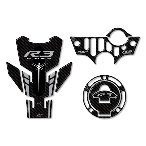 Kit de 3 pegatinas de gel 3D para motos compatibles Yamaha YZF R3 2019-2021