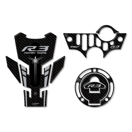 Kit de 3 pegatinas de gel 3D para motos compatibles Yamaha YZF R3 2019-2021