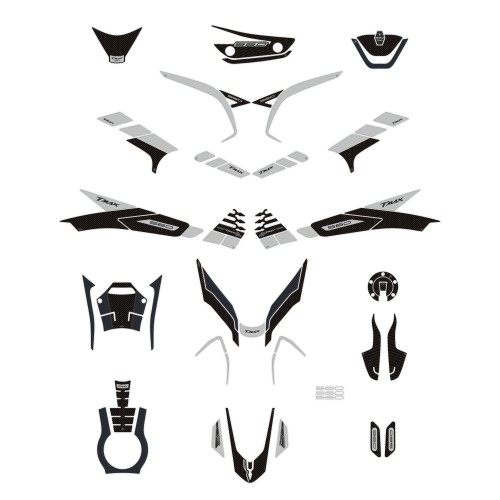 Kit de pegatinas 3D plateadas para protección de scooter compatible con Yamaha Tmax 560 2022