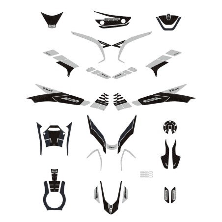 Kit de pegatinas 3D plateadas para protección de scooter compatible con Yamaha Tmax 560 2022