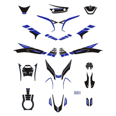 Blaues 3D-Aufkleberset zum Schutz Ihres Rollers, kompatibel mit Yamaha Tmax 560 2022–2023