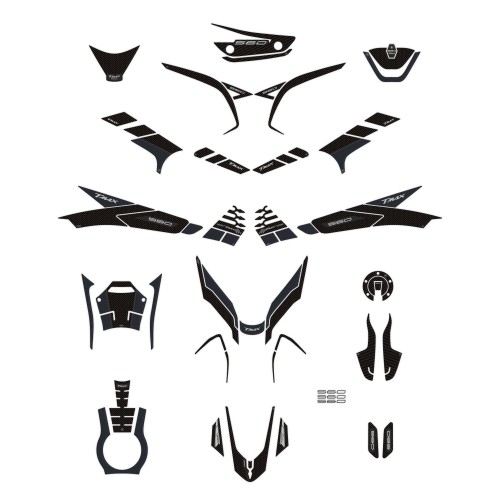 Kit de pegatinas 3D negras para protección de scooter compatible con Yamaha Tmax 560 2022-2023