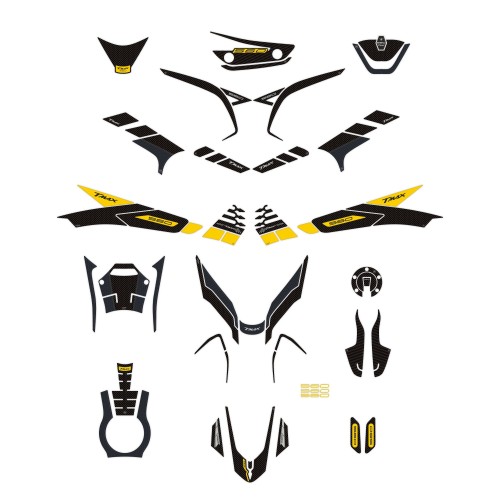 Kit de pegatinas de protección scooter 3D amarillo compatible con Yamaha Tmax 560 2022-23