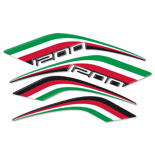 Kit PEGATINAS 3D TRICOLOR para PROTECCIONES Cola para MOTO DUCATI MULTISTRADA 1200 Italia 2010-2014