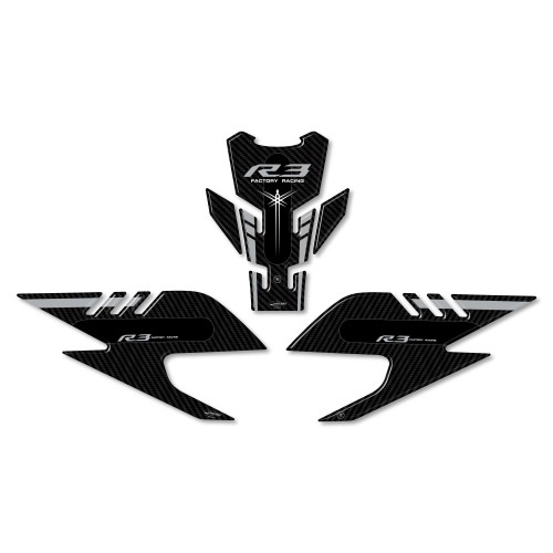 Kit d'autocollants en gel 3D Protecteurs de réservoir de moto compatibles Yamaha YZF R3 2019-2025.