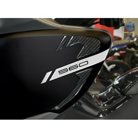 Kit ADESIVI in GEL 3D compatibili YAMAHA Tmax 560 2020-2021 CARBON LOOK-ARGENTO 