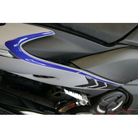 Kit PEGATINAS DE GEL 3D compatible con YAMAHA Tmax 560 2020-21 look carbono-metal azul
