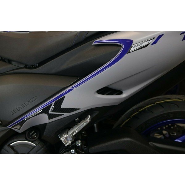 3D-GEL-AUFKLEBER-Set, kompatibel mit Yamaha Tmax 560 2020–21, Carbon-Look, blaues Metall