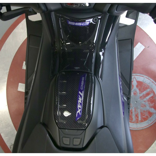 3D-GEL-AUFKLEBER-Set, kompatibel mit Yamaha Tmax 560 2020–21, Carbon-Look, blaues Metall