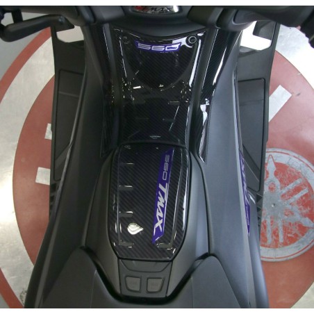 Kit PEGATINAS DE GEL 3D compatible con YAMAHA Tmax 560 2020-21 look carbono-metal azul
