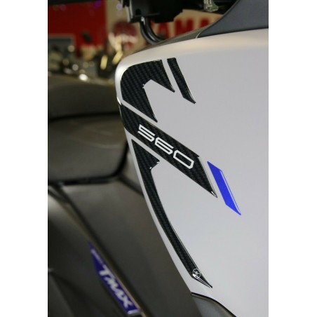 Kit PEGATINAS DE GEL 3D compatible con YAMAHA Tmax 560 2020-21 look carbono-metal azul