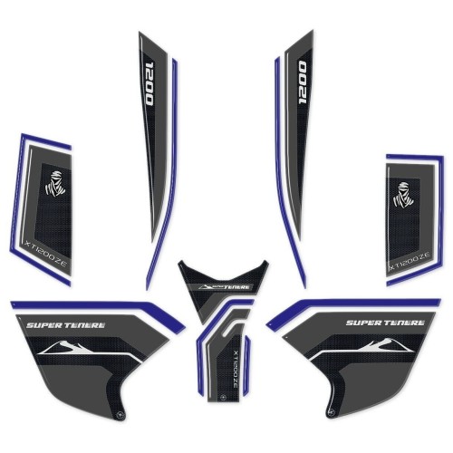 KIT DE ADHESIVOS DE RESINA 3D PARA PROTECCIONES DE MOTO compatibles con YAMAHA SUPER Tenere azul