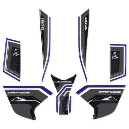KIT DE ADHESIVOS DE RESINA 3D PARA PROTECCIONES DE MOTO compatibles con YAMAHA SUPER Tenere azul
