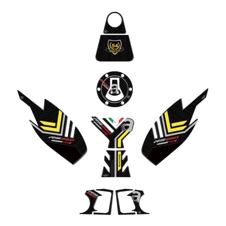Complete 3D motorcycle stickers kit compatible with Aprilia RS 660 yellow 2020-23