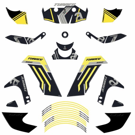 Kit completo de adhesivos 3D para moto compatible con Aprilia Tuareg 660 amarillo 2022
