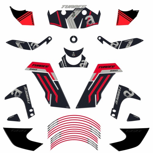 Kit completo de adhesivos 3D para moto compatible con Aprilia Tuareg 660 rojo 2022