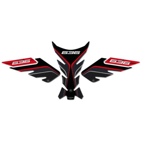 Kit de gel 3D para protectores de depósito de moto compatible con Kawasaki ZX-6R ninja 636-rojo
