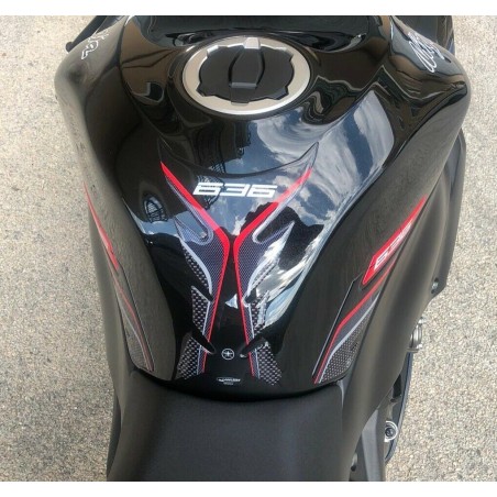 Kit de gel 3D para protectores de depósito de moto compatible con Kawasaki ZX-6R ninja 636-rojo