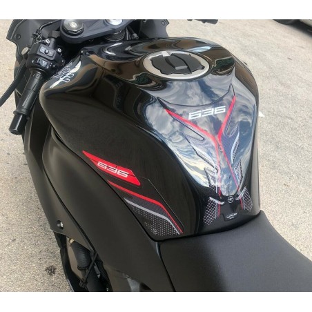 Kit de gel 3D para protectores de depósito de moto compatible con Kawasaki ZX-6R ninja 636-rojo