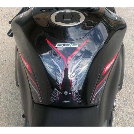 Kit de gel 3D para protectores de depósito de moto compatible con Kawasaki ZX-6R ninja 636-rojo