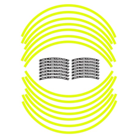 ADHESIVE STRIP KIT compatible with 17" DUCATI MULTISTRADA MOTORCYCLE RIMS - FLUORESCENT YELLOW