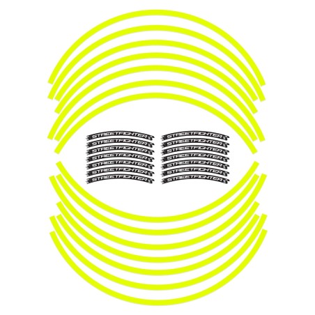 ADHESIVE STRIPES KIT COMPATIBLE WITH 17" RIMS DUCATI STREETFIGHTER MOTORCYCLE FLUORESCENT YELLOW