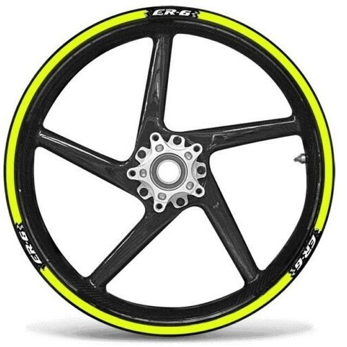 KIT TIRAS ADHESIVAS compatible con 17 LLANTAS MOTO KAWASAKI ER6N ER6F AMARILLO FLUO