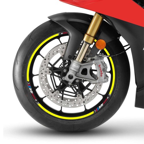 KIT TIRAS ADHESIVAS compatible con 17 LLANTAS MOTO S1000 RR BMW S1000RR AMARILLO FLUO