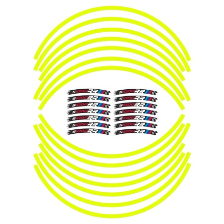 KIT TIRAS ADHESIVAS compatible con 17 LLANTAS MOTO S1000 RR BMW S1000RR AMARILLO FLUO