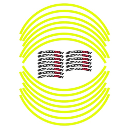 KIT BANDES ADHESIVES compatible avec les jantes 17 BMW S1000 XR FLUO JAUNE 2