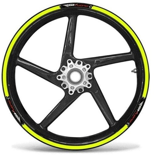 KIT TIRAS ADHESIVAS compatible para LLANTAS MOTO 17 APRILIA RSV TUONO AMARILLO FLUO